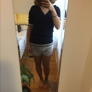 American Apparel Navy Knit Striped Polo